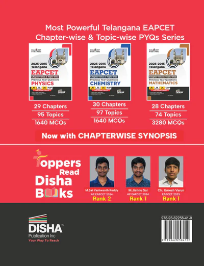 Disha 2025 - 2015 Telangana EAPCET Chapter-wise & Topic-wise Physics, Chemistry & Mathematics Previous Year Questions with Synopsis 4th Edition| 7000+ PYQs PCM Question Bank for 2026 Exams | EAMCET - Image 12