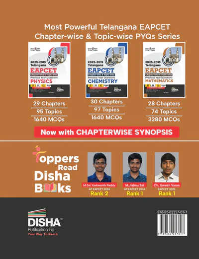 Disha 2025 - 2015 Telangana EAPCET Chapter-wise & Topic-wise Physics, Chemistry & Mathematics Previous Year Questions with Synopsis 4th Edition| 7000+ PYQs PCM Question Bank for 2026 Exams | EAMCET - Image 8