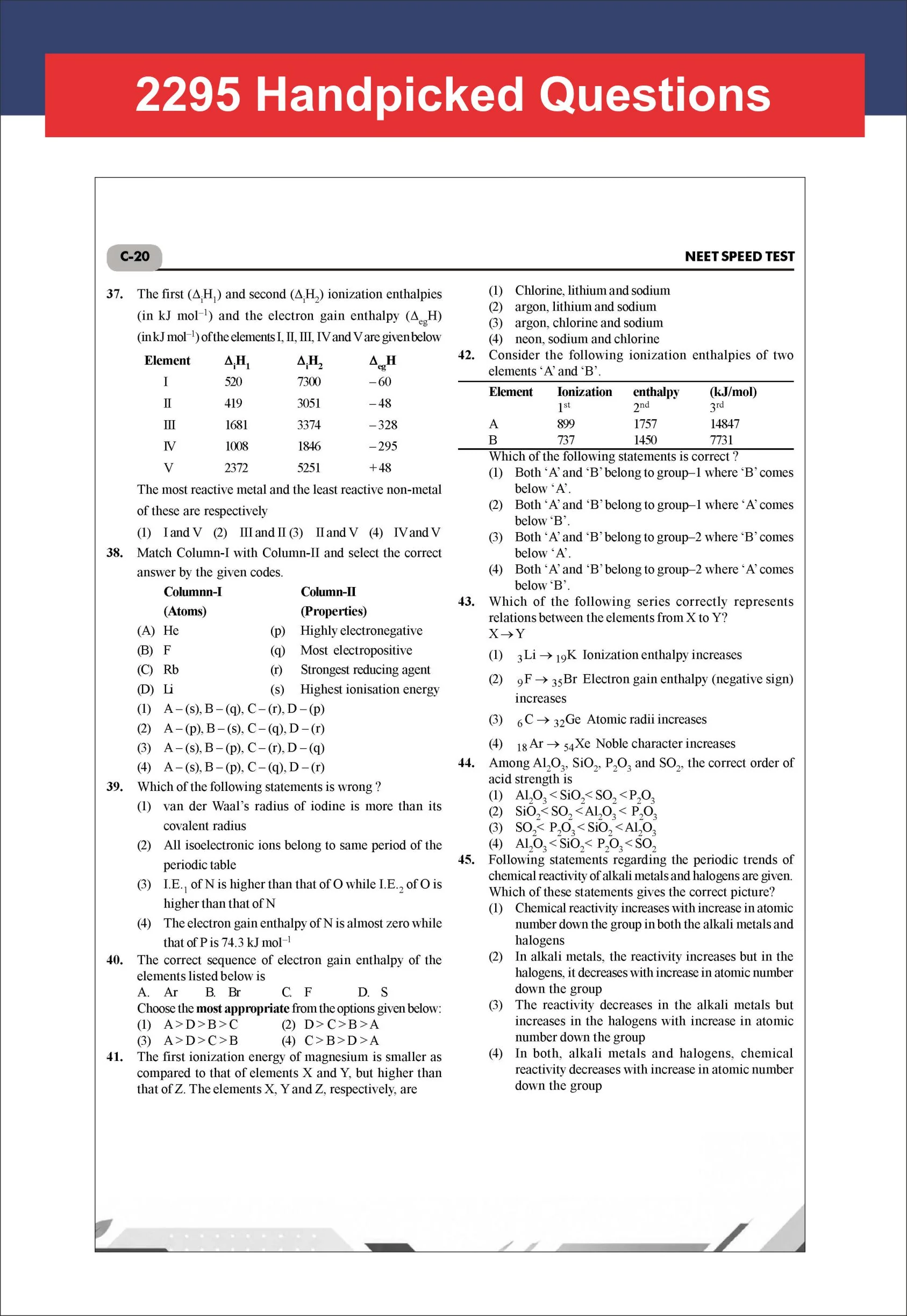 Disha ToppersClub 51 Speed Tests with detailed Solutions for NEET CHEMISTRY | Improve your Speed, Strike Rate & Score 180/ 180 | For NEET 2027 - Image 6