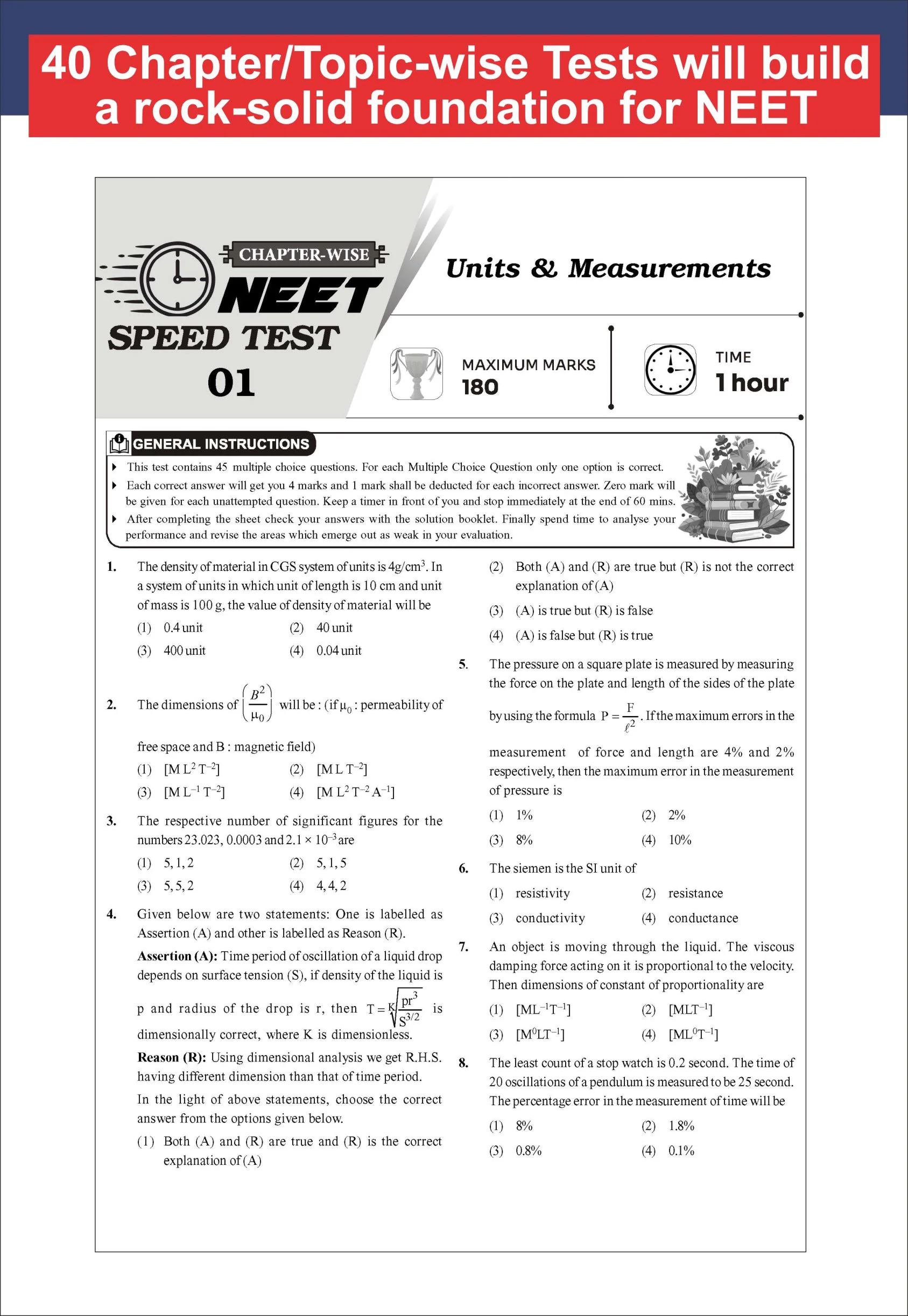 Disha ToppersClub 51 Speed Tests with detailed Solutions for NEET PHYSICS | Improve your Speed, Strike Rate & Score 180/ 180 | For NEET 2027 - Image 10
