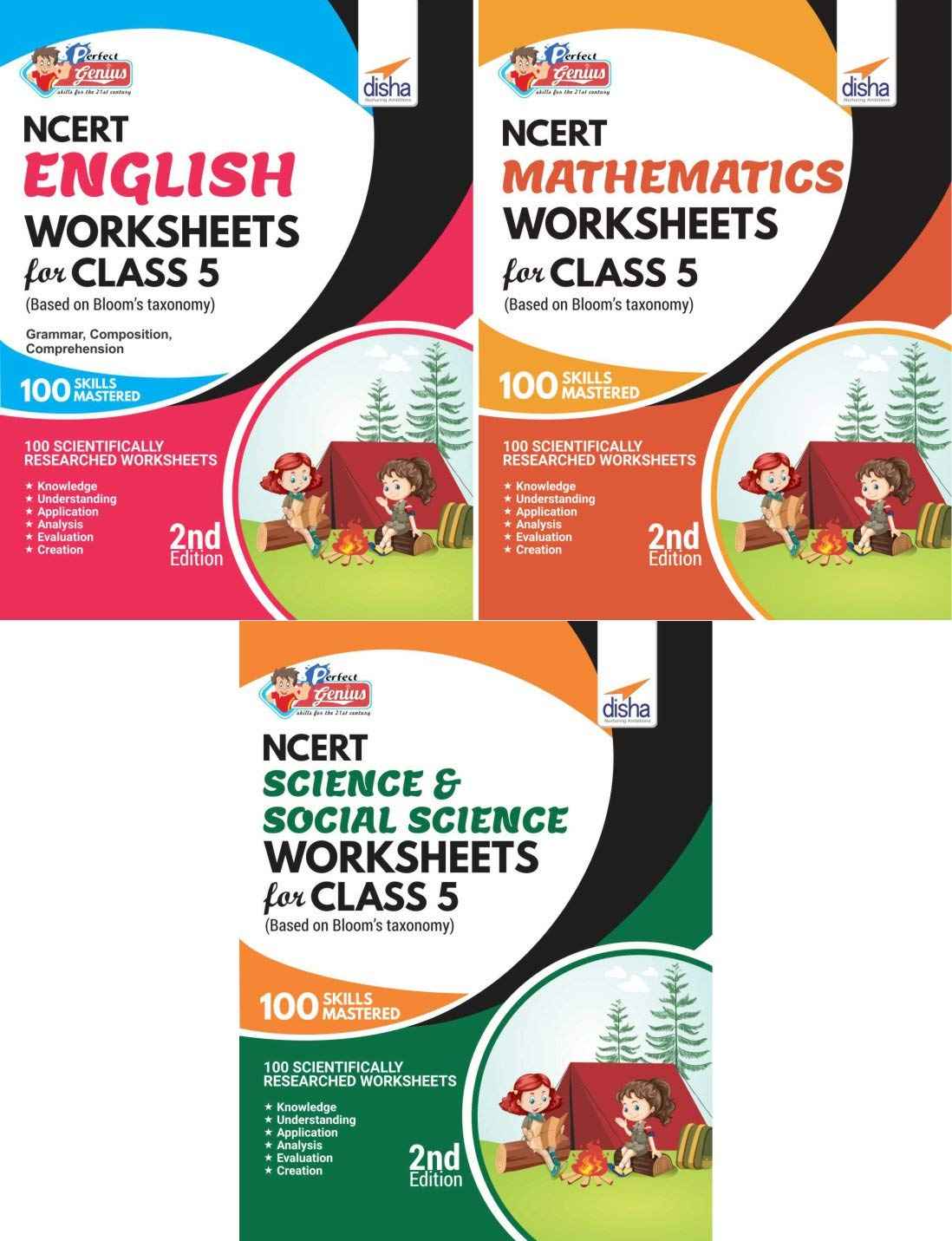 Perfect Genius NCERT English Mathematics Science & Social Science Worksheets for Class 5 (based on Bloom s taxonomy) 2nd Edition